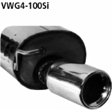 Rear silencer with single tailpipe 1 x  100 mm