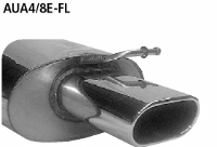 Rear silencer LH with single tailpipe Flat 135 x 75 mm