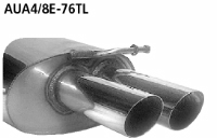 Rear silencer with double tailpipes 2 x  76 mm Audi A4 6 cyl. left LH