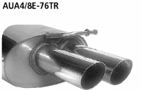 Rear silencer with double tailpipes 2 x  76 mm right RH