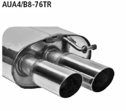 Rear silencer with  double tailpipes, cut 20 RH 2 x  76 mm