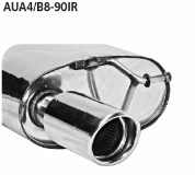 Rear silencer with double tailpipes, cut 20, with inward curl RH 2 x  76 mm