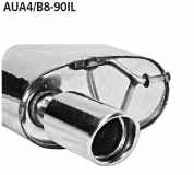 Rear silencer with double tailpipes, cut 20, with inward curl LH 2 x  76 mm