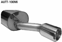 Rear silencer with single tailpipe 1 x  100 mm (machined design similar to instruments)