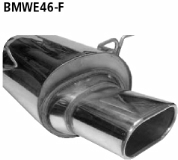 Rear silencer with single tailpipe Flat 135 x 75 mm