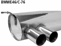 Endschalldmpfer mit Doppel-Endrohr LH 2 x  76 mm