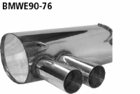 Rear silencer with double tailpipes 2 x  76 mm