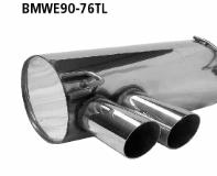 Rear silencer with double tailpipes 2 x  76 mm, 20 cut
