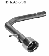 Rear pipe with single tailpipe LH 1 x 90 mm, cut 20