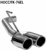 Tailpipe double outlet LH 2 x  76 mm with inward curl, cut 20
