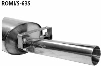 Endschalldmpfer mit Einfach-Endrohr mittig 1 x  63 mm
