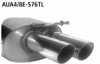 Rear silencer LH with double tailpipes 2 x  76 mm