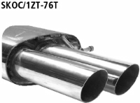 Rear silencer with double tailpipes 2 x  76 mm, 20  cut