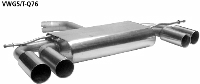 Endschalldmpfer mit Doppel-Endrohr LH 2 x  76 mm, 20 schrg geschnitten  