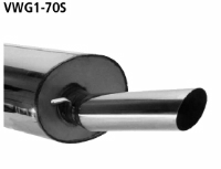 Rear silencer with single tailpipe 1 x  70 mm