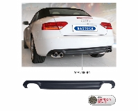 Rear valance insert, Carbon Style, with cut out for 2 x double tailpipes LH+RH Audi A5 B8