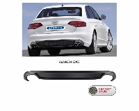 Rear valance insert, Carbon Style, with cut out for 2 x double tailpipes LH+RH Audi A4 B8 S-Line