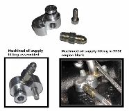Machined tsi oil feed (supply) fitting for 2009 and up 2.0T (TSI) engine block