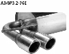 Rear silencer with double tailpipes 2 x  76 mm with inward curl cut 20