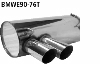 Rear silencer with double tailpipes 2 x  76 mm, 20 cut