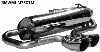 Endschalldmpfer querliegend mit 2 DTM-Endrohren  76 mm Ausgang mittig 