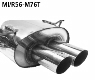 Rear silencer with double tailpipes 2 x  76 mm cut 20, central exit.