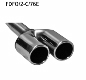 Double tailpipes with inward curl, cut 20 2 x  76 mm