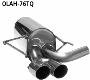 Rear silencer LH with double tailpipes 2 x  76 mm