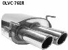 Rear silencer with double tailpipes with inward curl RH 2 x  76 mm