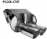 Rear silencer with double tailpipes 2 x  70 mm