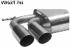Rear silencer with double tailpipes 2 x  76 mm Lh, cut 20  VW Golf 5 GT + GTI