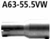 Adapter Komplettanlage auf Kat oder Endschalldmpfer auf Serienanlage auf  55.5 mm
