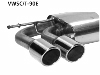 Rear silencer with double tailpipes LH 2 x  90 mm with inward curl, cut 20