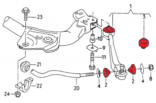 Front Control Arm Polyurethane Bushings - Audi 100 C4 - Track Hardness