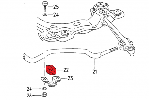 Front Anti Roll Bar Polyurethane Bushings 26 mm - Audi V8 D11 / C3 100 200 (Track hardness)
