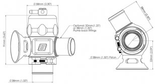 Turbosmart Pop-off Dual Port Uni 32mm-schwarz